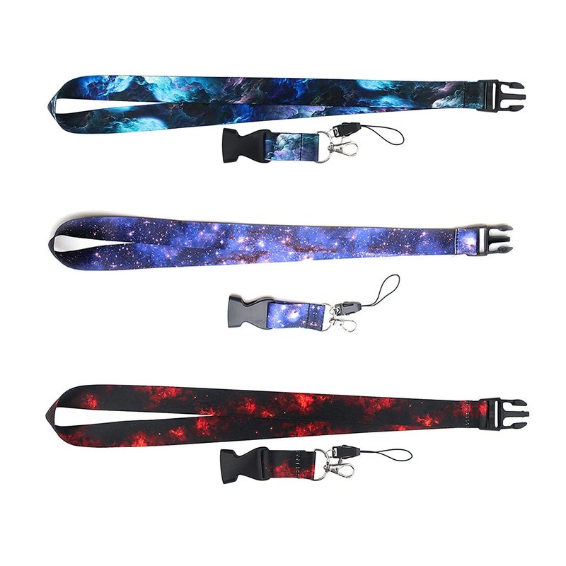 DMLSKY 3 Pcs Lanyards for Keys Neck Strap Keychain for Women Men Kids Lanyard for ID Badges Teen Girls Galaxy ID Lanyard  Blue Purple Red - Image 4